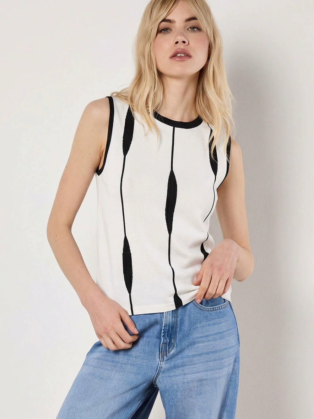 ZARA Ladies Summer Fashion Sleeveless Striped Russian Style Pullover Tank Top
